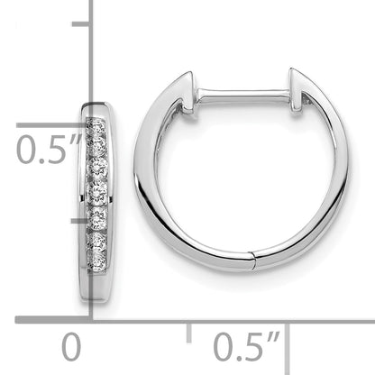 10K White Gold Diamond Hinged Hoop Earrings