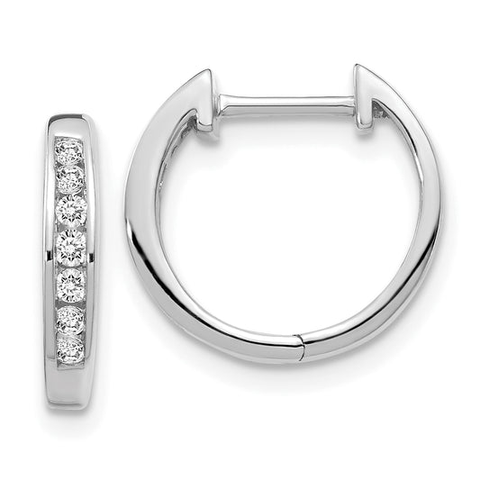 10K White Gold Diamond Hinged Hoop Earrings