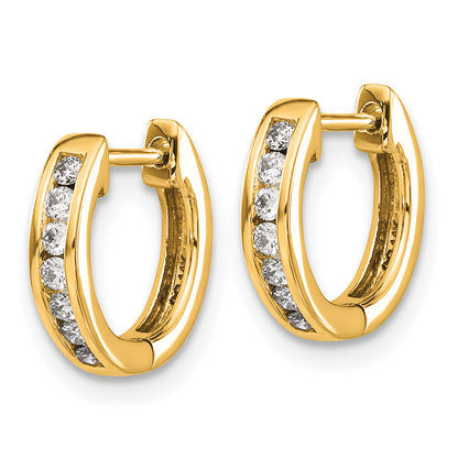 10K Yellow Gold Polished Diamond Hinged Hoop Earrings