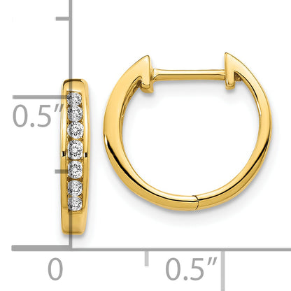 10K Yellow Gold Polished Diamond Hinged Hoop Earrings