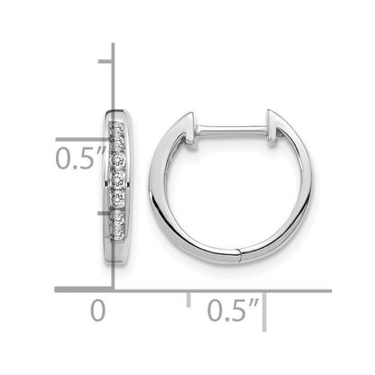 14k White Gold Real Diamond Hinged Hoop Earrings