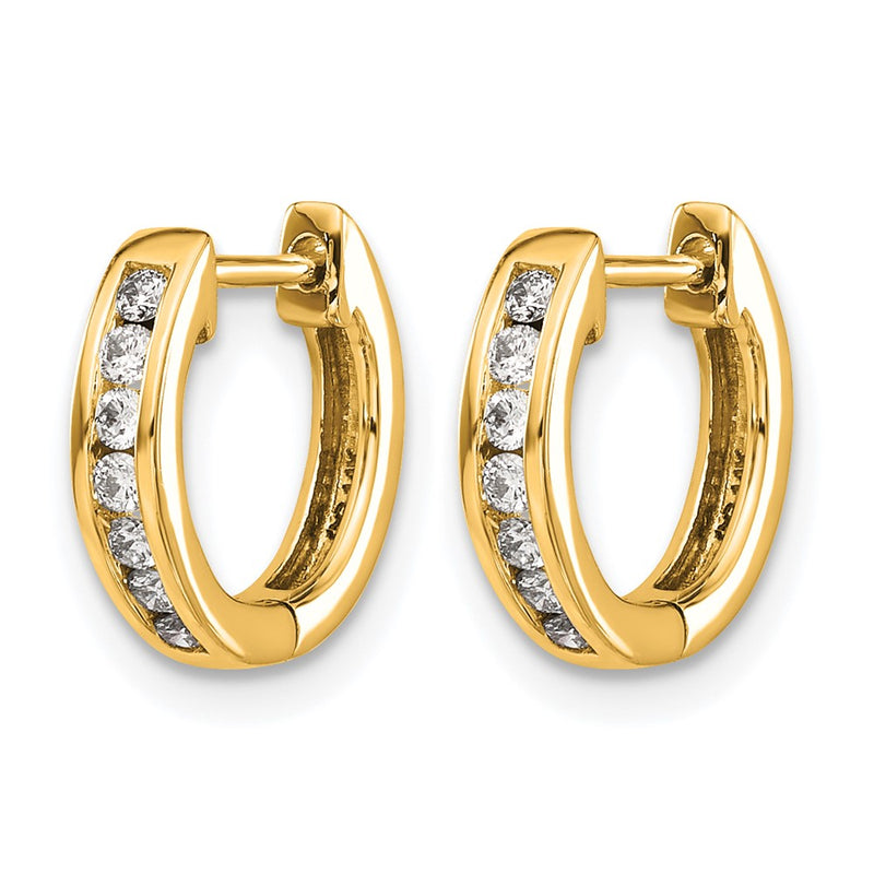 14k Yellow Gold Polished Real Diamond Hinged Hoop Earrings