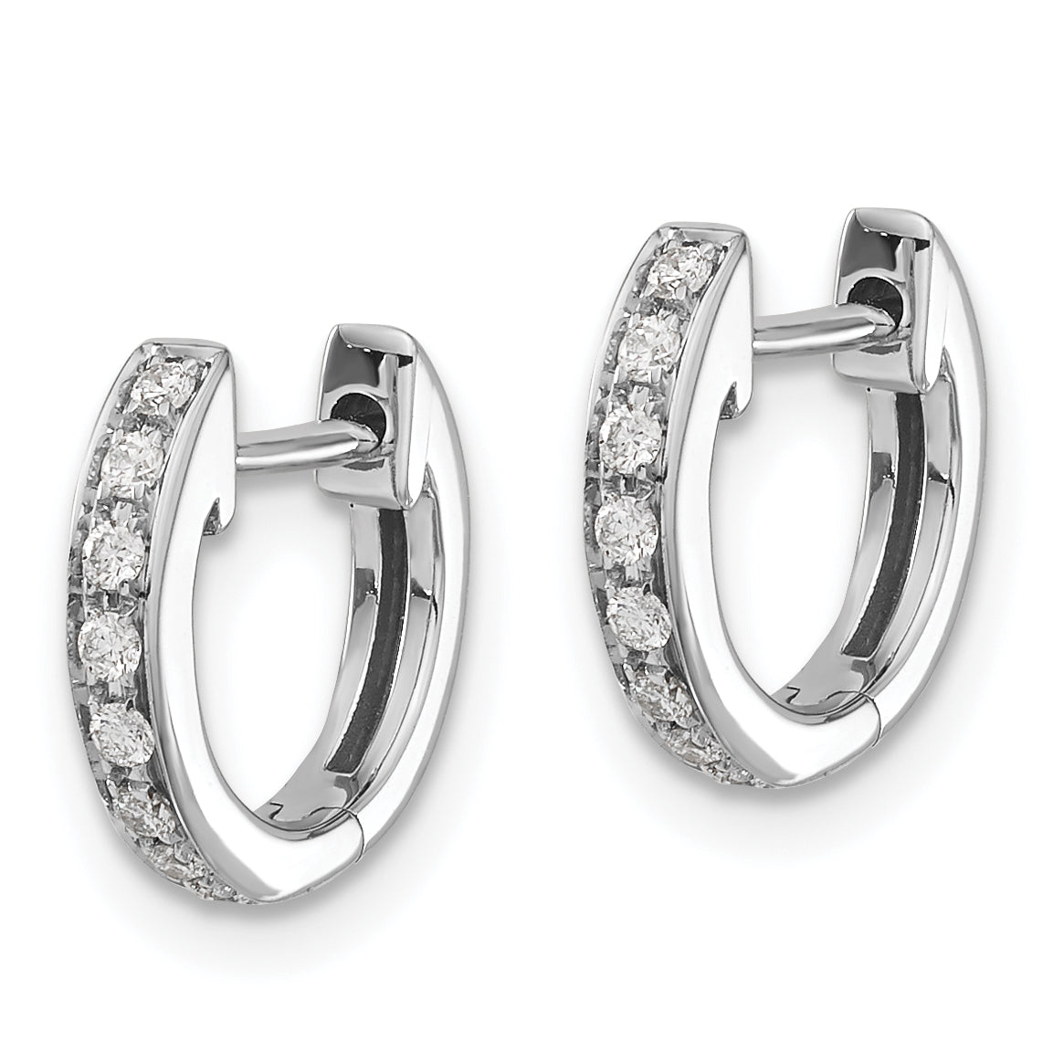 10K White Gold Diamond Hinged Hoop Earrings