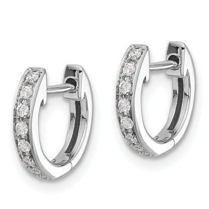 10K White Gold Diamond Hinged Hoop Earrings