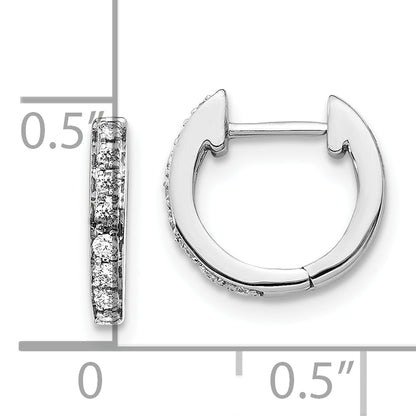 10K White Gold Diamond Hinged Hoop Earrings