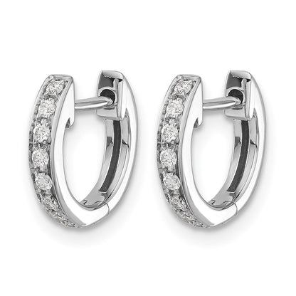 14k White Gold Real Diamond Hinged Hoop Earrings