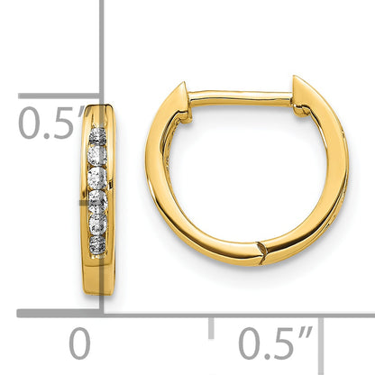 10K Yellow Gold Polished Diamond Hinged Hoop Earrings