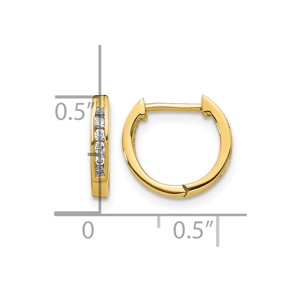 14k Yellow Gold Polished Real Diamond Hinged Hoop Earrings