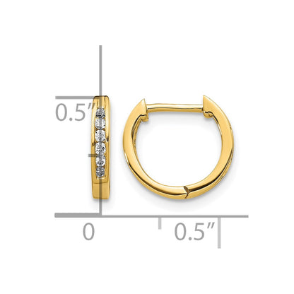 14k Yellow Gold Polished Real Diamond Hinged Hoop Earrings