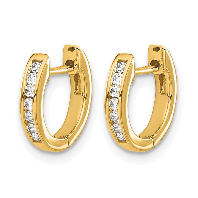 10K Yellow Gold Polished Diamond Hinged Hoop Earrings