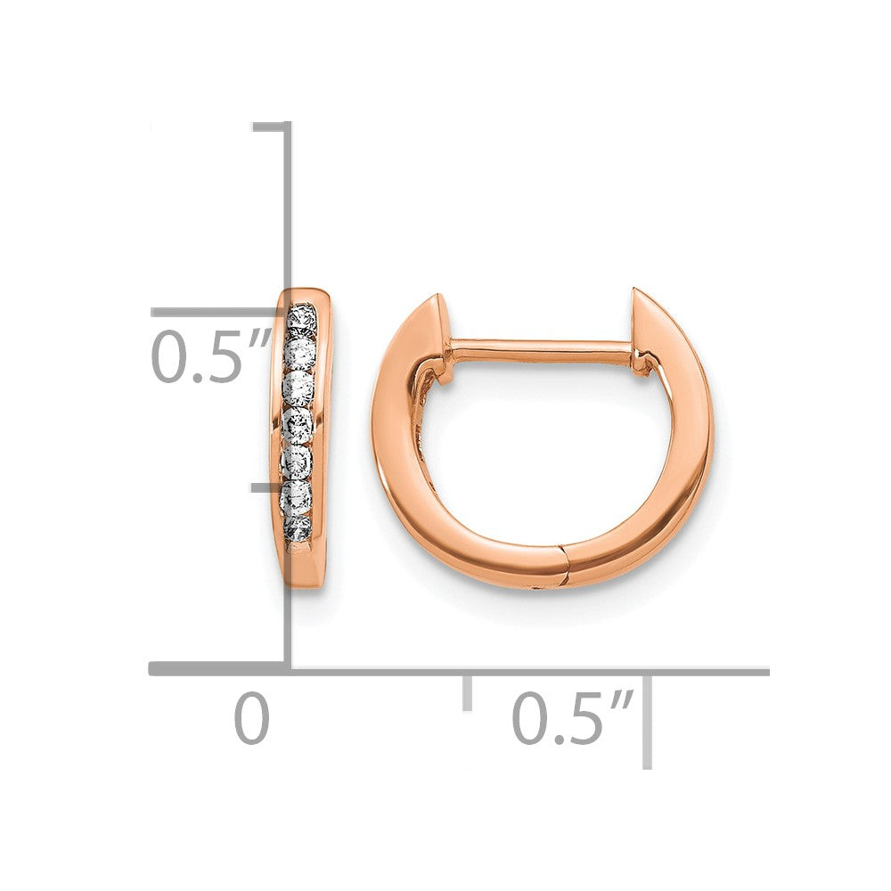 14k Rose Gold Polished Real Diamond Hinged Hoop Earrings