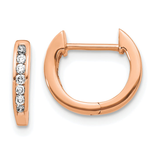 14k Rose Gold 1/8 Ct. Lab Grown Diamond VS/SI+ G+ Hinged Hoop Earrings