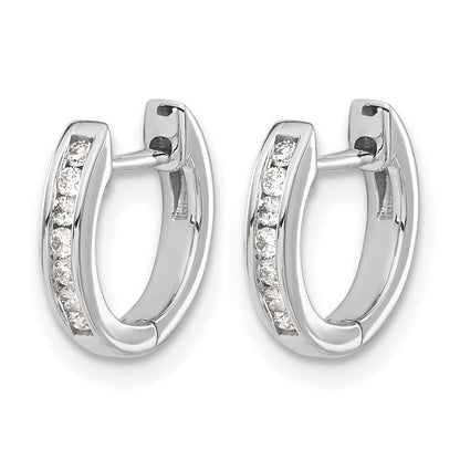 14k White Gold Polished Real Diamond Hinged Hoop Earrings