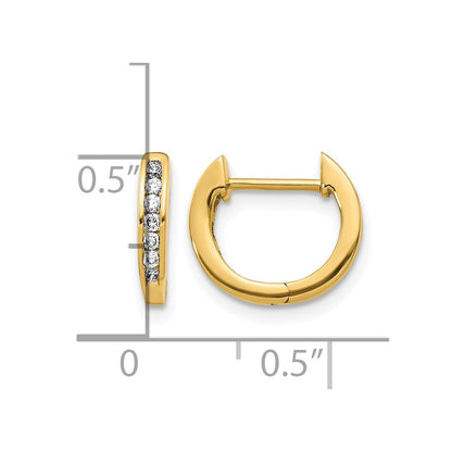14k Yellow Gold Polished Real Diamond Hinged Hoop Earrings