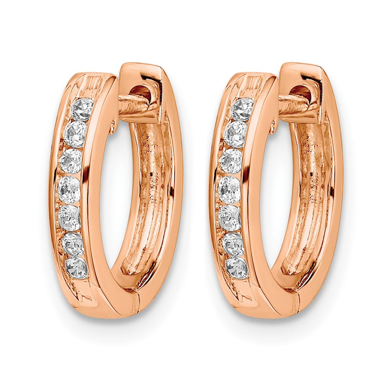 10K Rose Gold Diamond Hinged Hoop Earrings