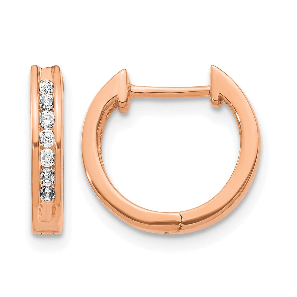 10K Rose Gold Diamond Hinged Hoop Earrings
