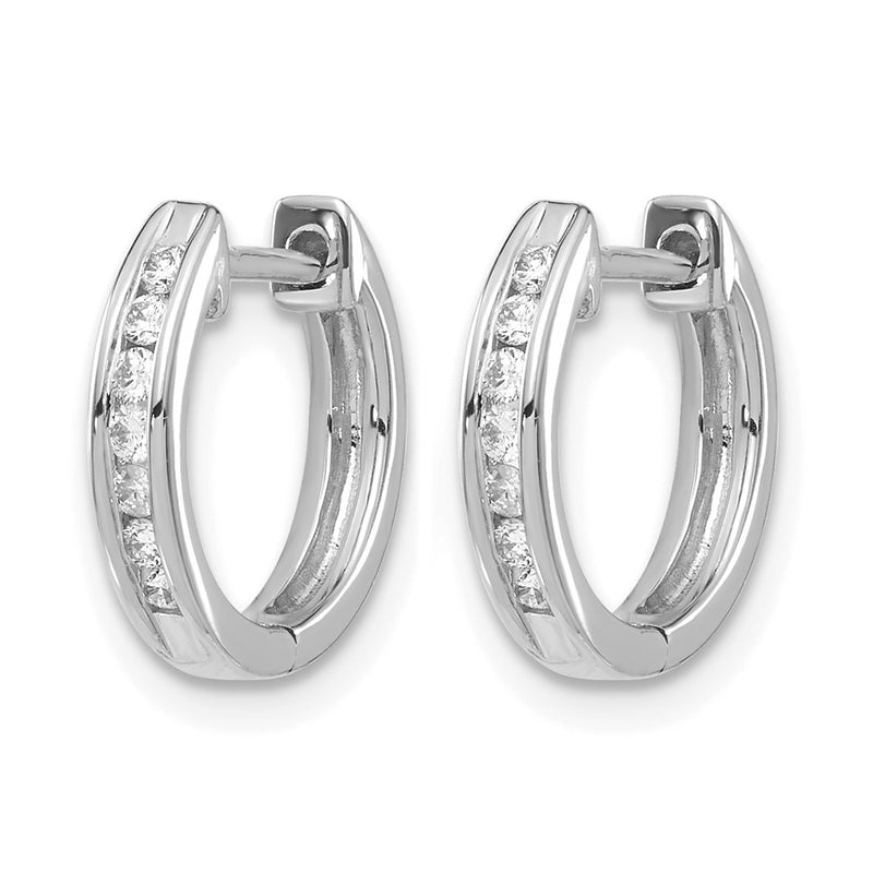 10K White Gold Diamond Hinged Hoop Earrings