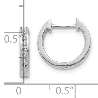 10K White Gold Diamond Hinged Hoop Earrings