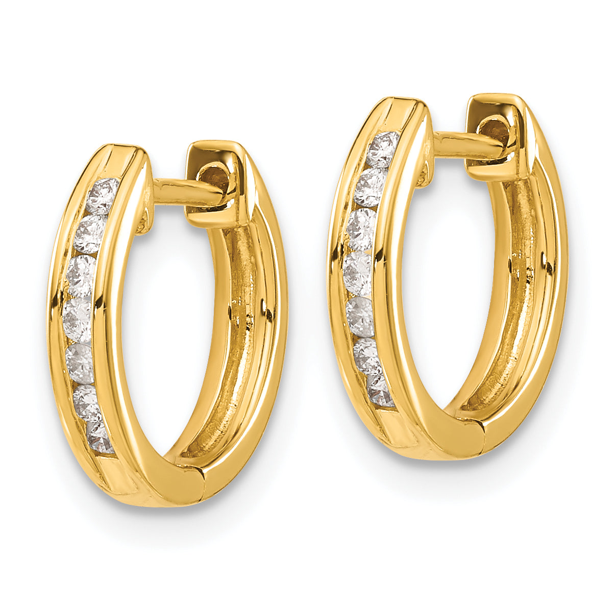 10K Yellow Gold Diamond Hinged Hoop Earrings
