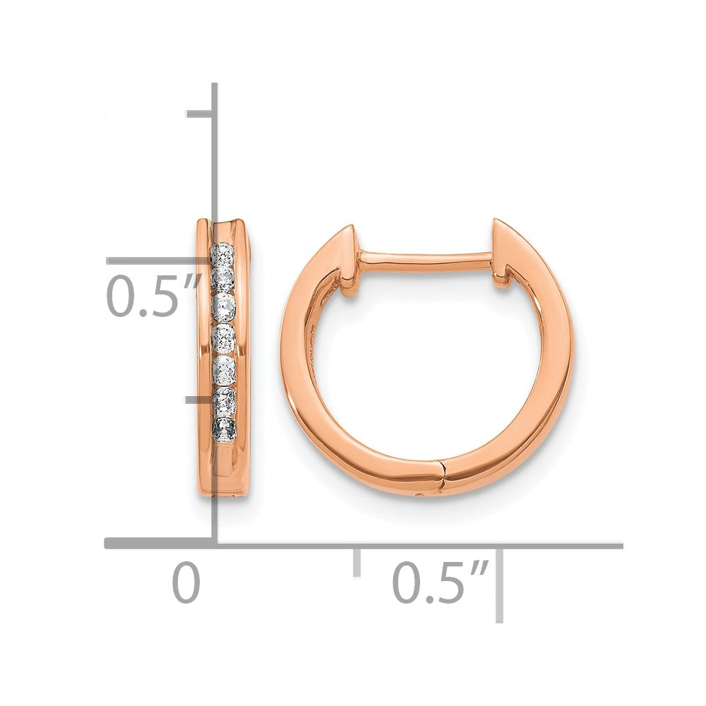 14k Rose Gold Real Diamond Hinged Hoop Earrings