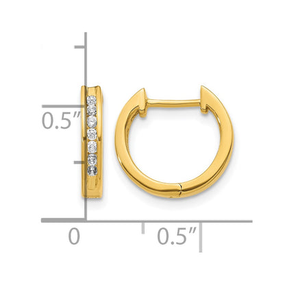 14k Yellow Gold Real Diamond Hinged Hoop Earrings