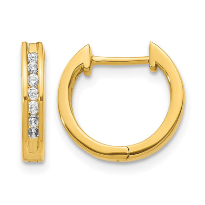 14k Yellow Gold Real Diamond Hinged Hoop Earrings