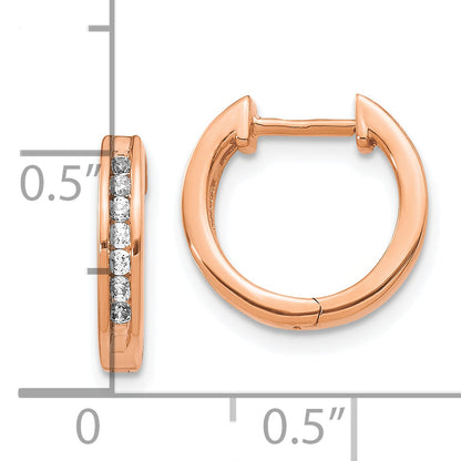 10K Rose Gold Diamond Hinged Hoop Earrings