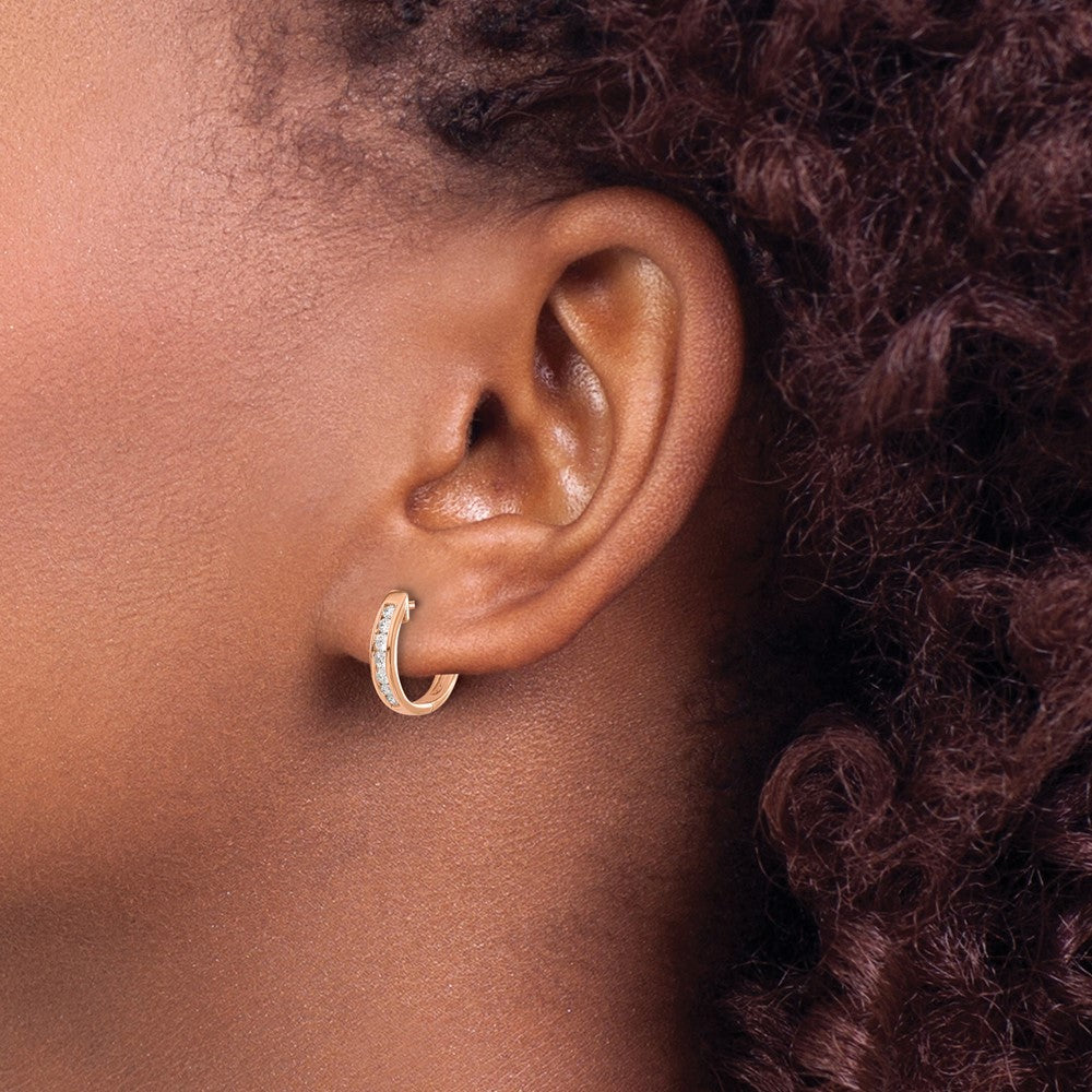 14k Rose Gold 1/4 Ct. Lab Grown Diamond VS/SI+ G+ Hinged Hoop Earrings