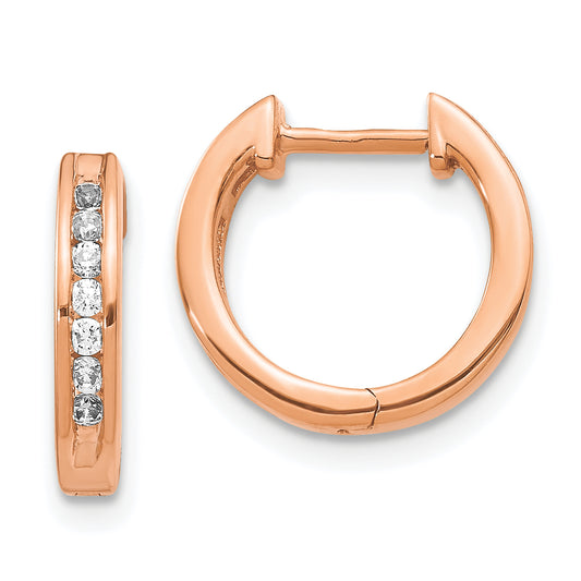 14k Rose Gold 1/4 Ct. Lab Grown Diamond VS/SI+ G+ Hinged Hoop Earrings