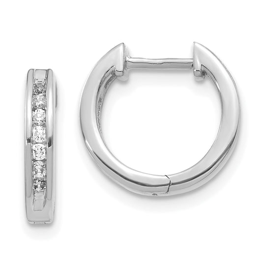14k White Gold 1/4 Ct. Lab Grown Diamond VS/SI+ G+ Hinged Hoop Earrings