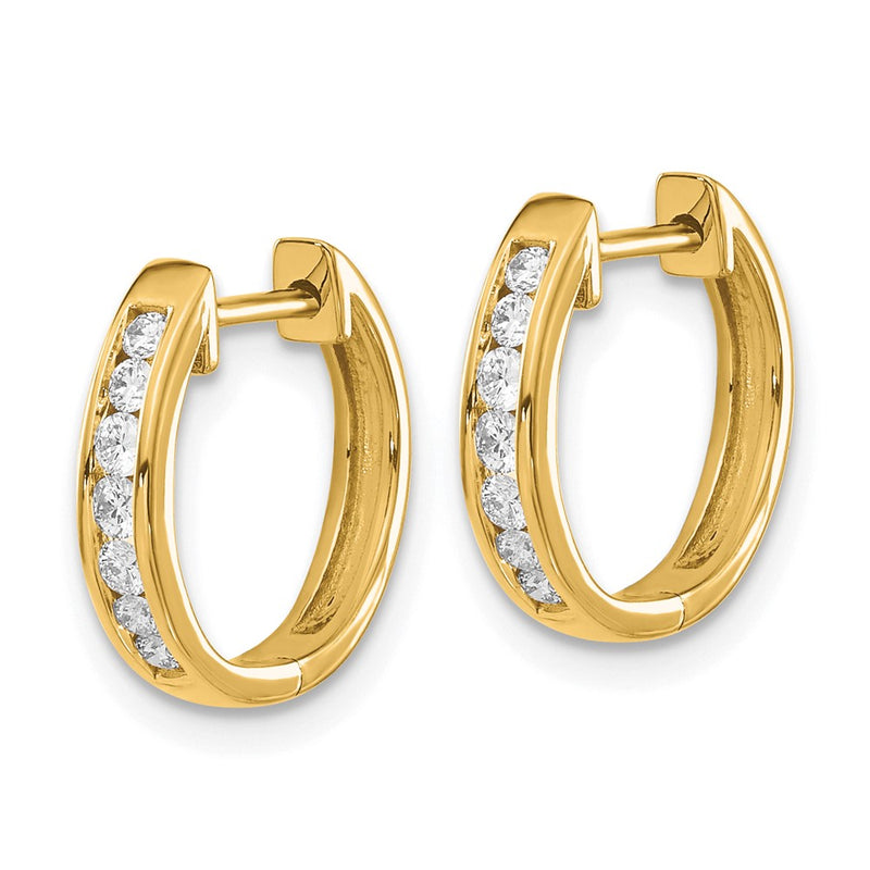 14k Yellow Gold Real Diamond Hinged Hoop Earrings
