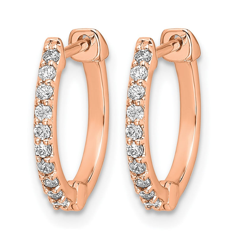 10K Rose Gold Diamond Hinged Hoop Earrings