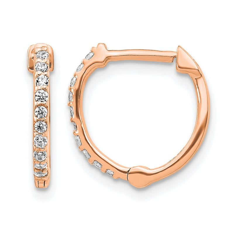 10K Rose Gold Diamond Hinged Hoop Earrings