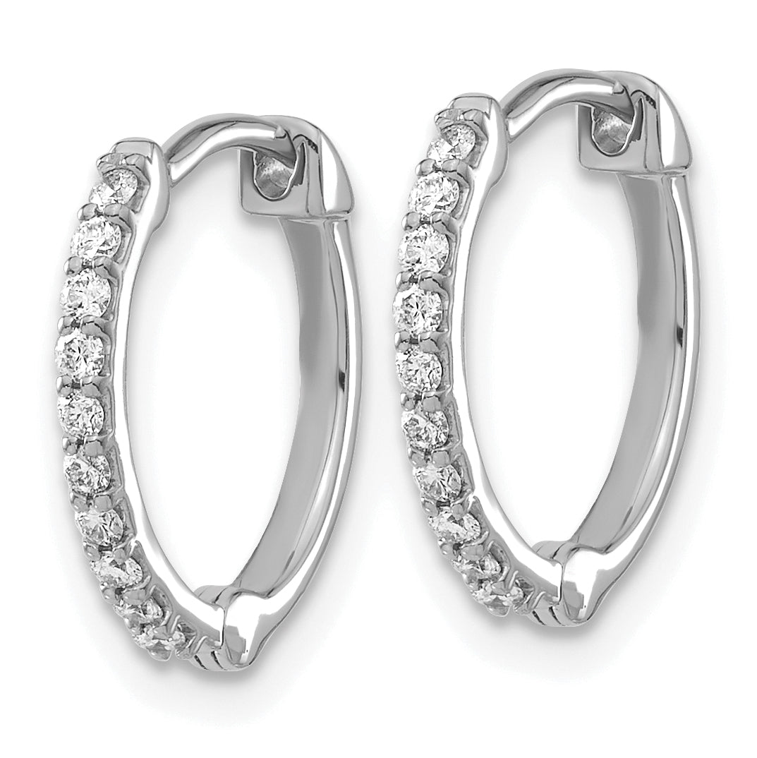 10K White Gold Diamond Hoop Earrings