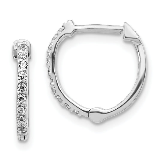 10K White Gold Diamond Hoop Earrings