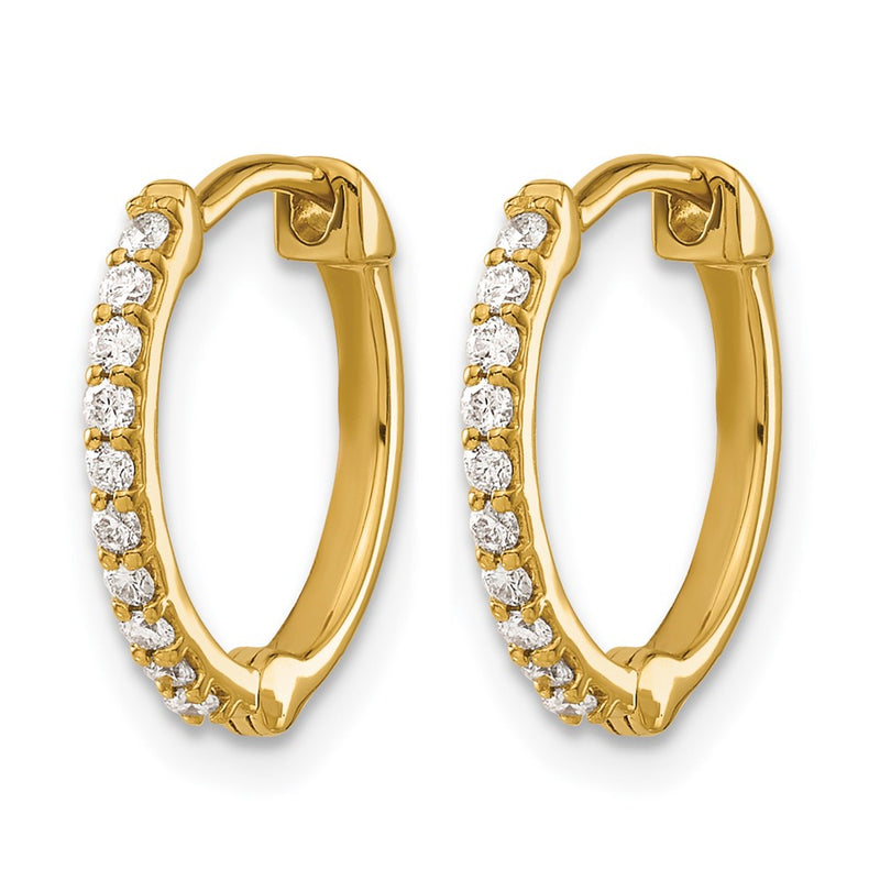 10K Yellow Gold Diamond Hinged Hoop Earrings