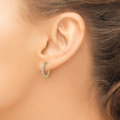 10K Yellow Gold Diamond Hinged Hoop Earrings