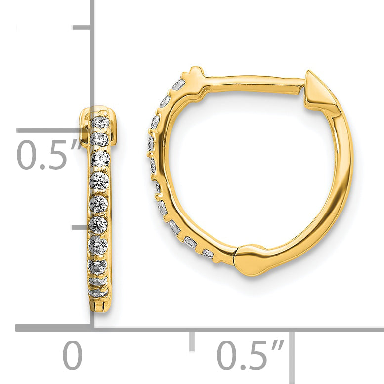10K Yellow Gold Diamond Hinged Hoop Earrings