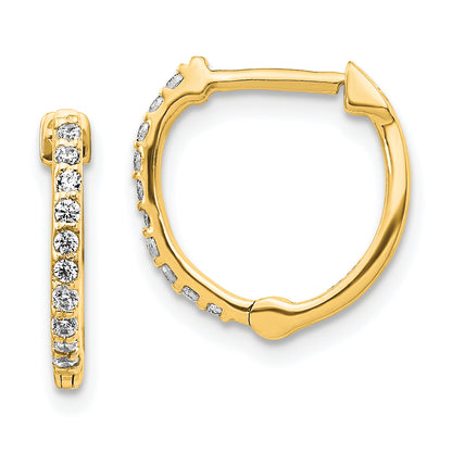 10K Yellow Gold Diamond Hinged Hoop Earrings