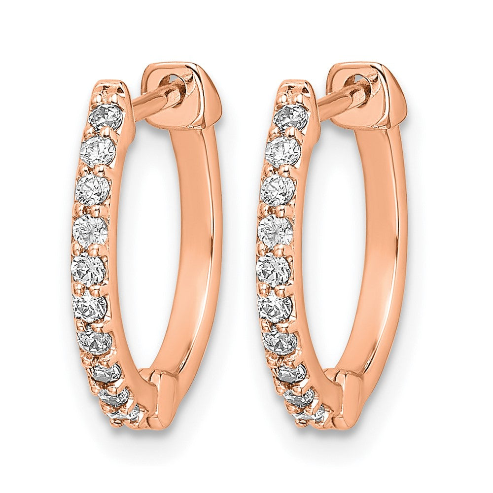 14k Rose Gold Real Diamond Hinged Hoop Earrings
