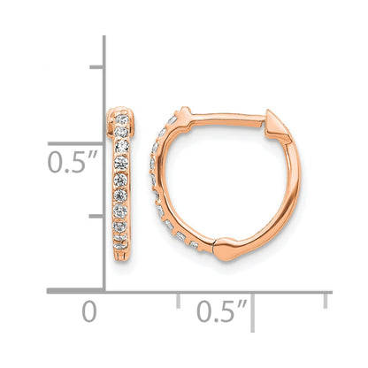 14k Rose Gold 1/5 Ct. Lab Grown Diamond VS/SI+ G+ Hinged Hoop Earrings