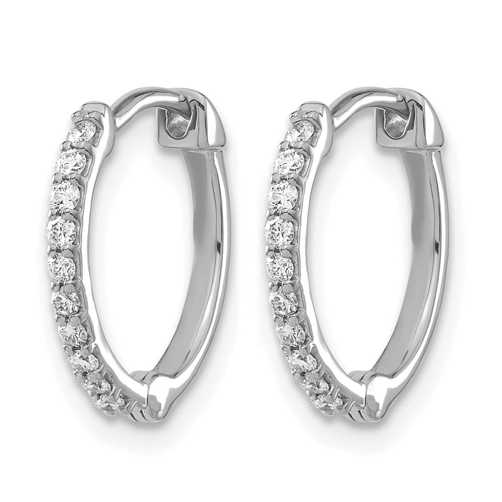 14k White Gold 1/5 Ct. Lab Grown Diamond VS/SI+ G+ Hinged Hoop Earrings