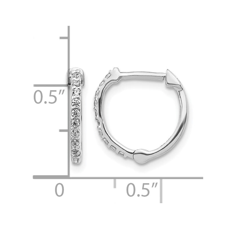14k White Gold Real Diamond Hoop Earrings