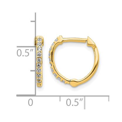 14k Yellow Gold Real Diamond Hinged Hoop Earrings