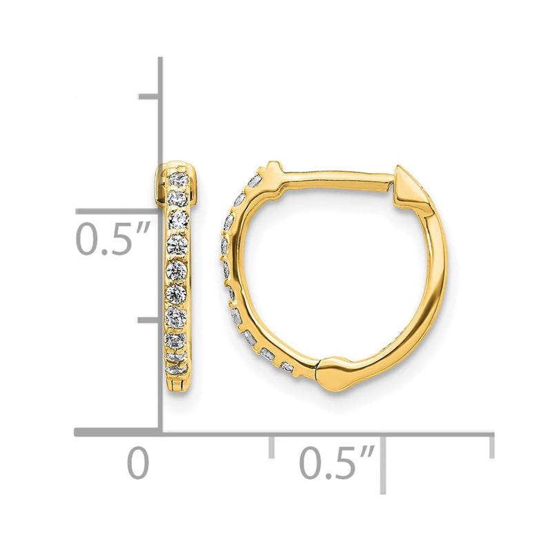 14k Yellow Gold Real Diamond Hinged Hoop Earrings