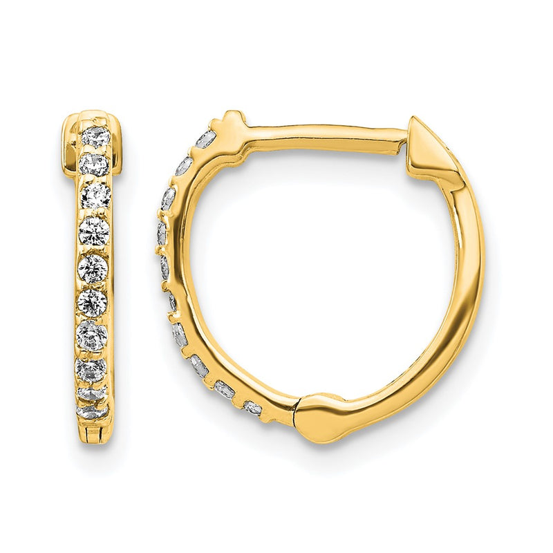 14k Yellow Gold Real Diamond Hinged Hoop Earrings