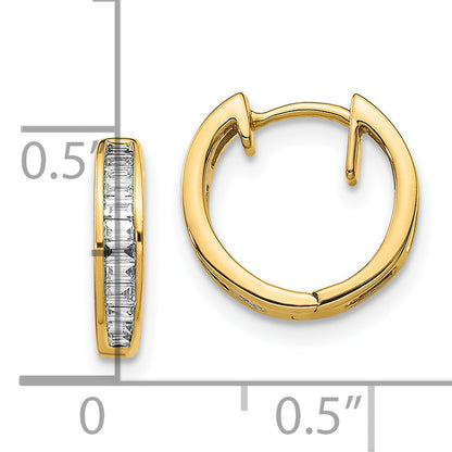 10K Yellow Gold Baguette Diamond Hinged Hoop Earrings