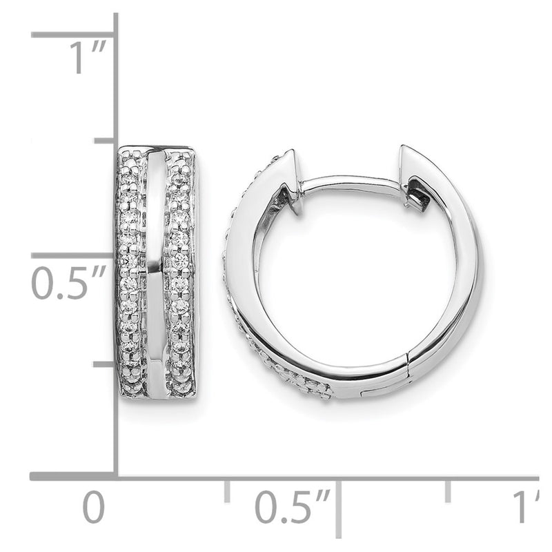 10K White Gold 2-Row Diamond Hinged Hoop Earrings