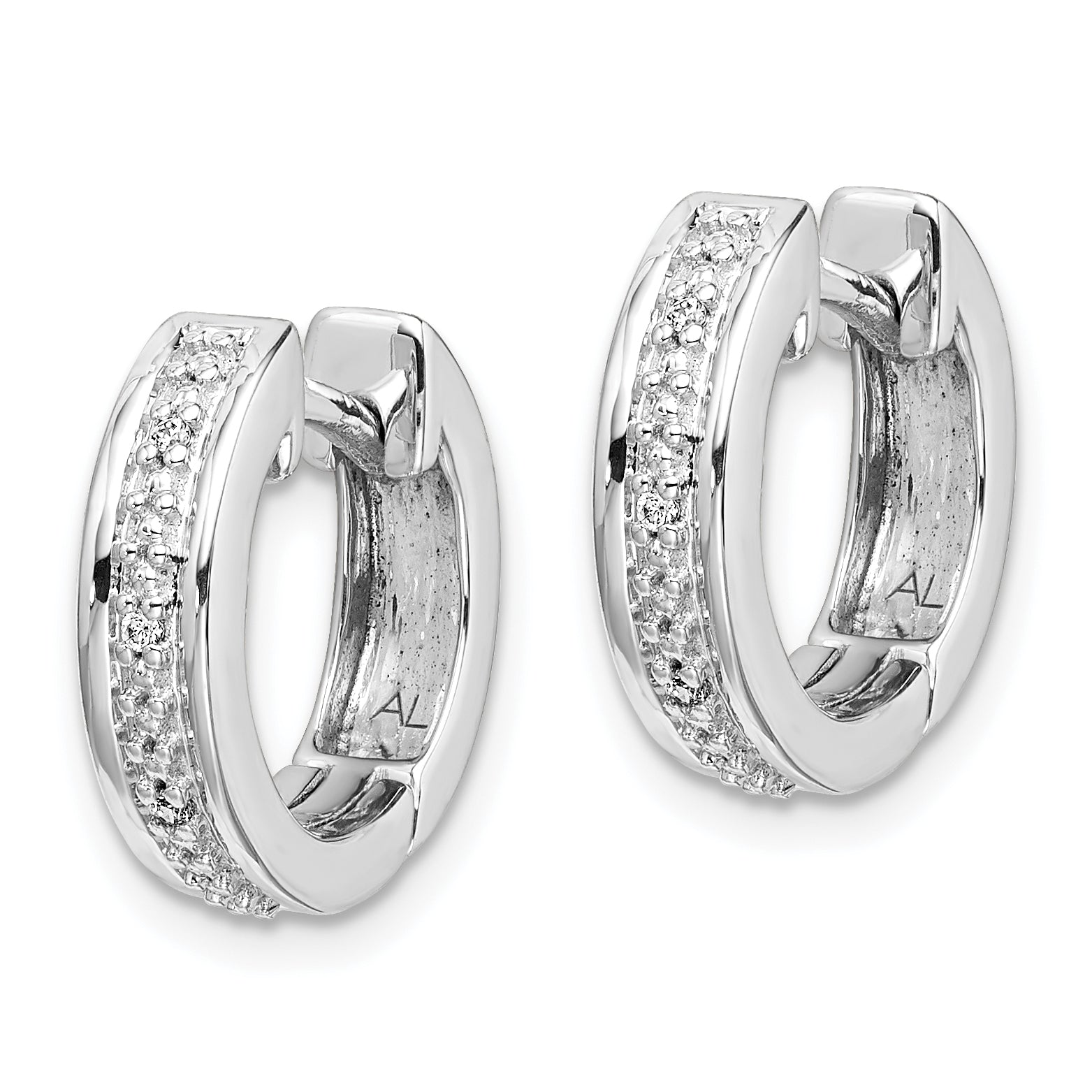 10K White Gold Diamond Complete Hinged Hoop Earrings