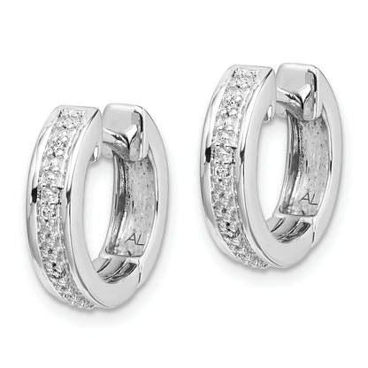 10K White Gold Diamond Complete Hinged Hoop Earrings